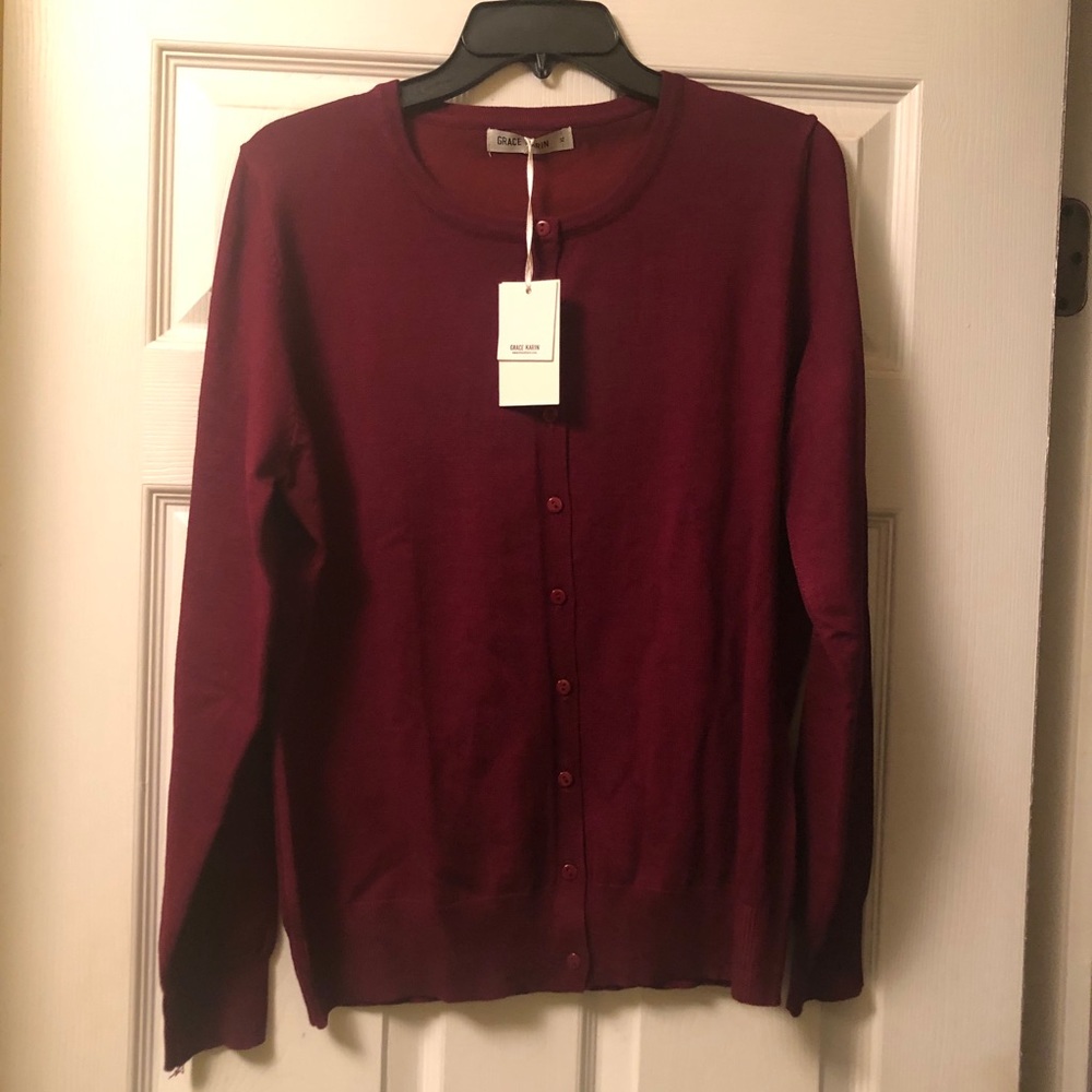 Maroon Cardigan with buttons